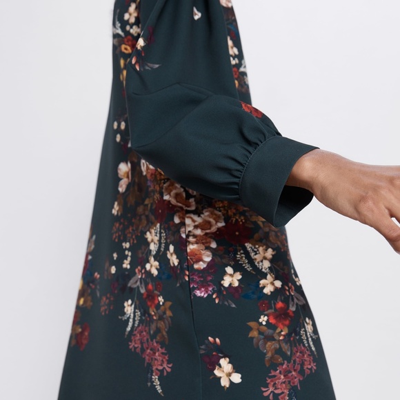 Zara voluminous printed mini dress XS New - Picture 8 of 16